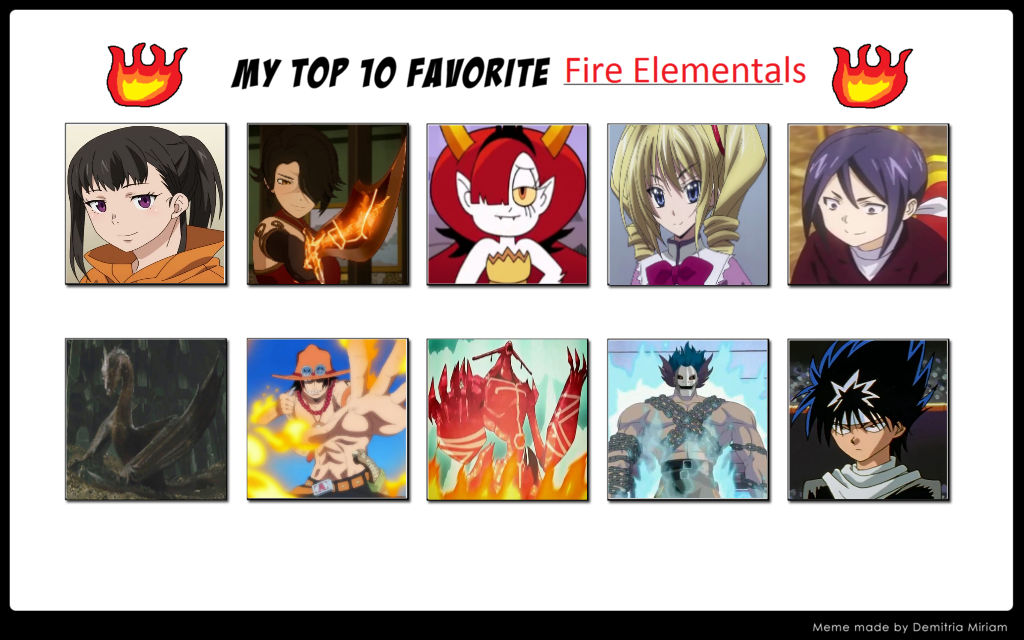 Top 10 Favorite Fire Elementals Meme FILLED by DarkAngelofOtaku on ...