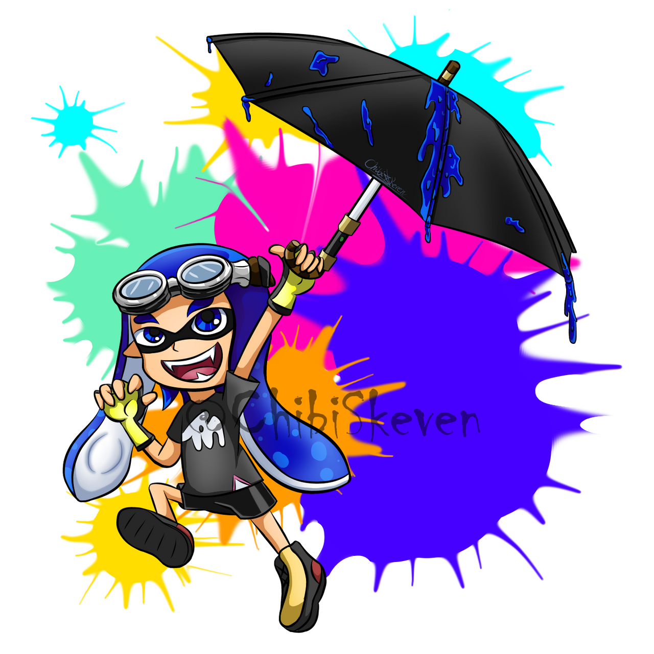 Chibi Commission - Blue Inkling (Female) by ChibiSkeven on DeviantArt