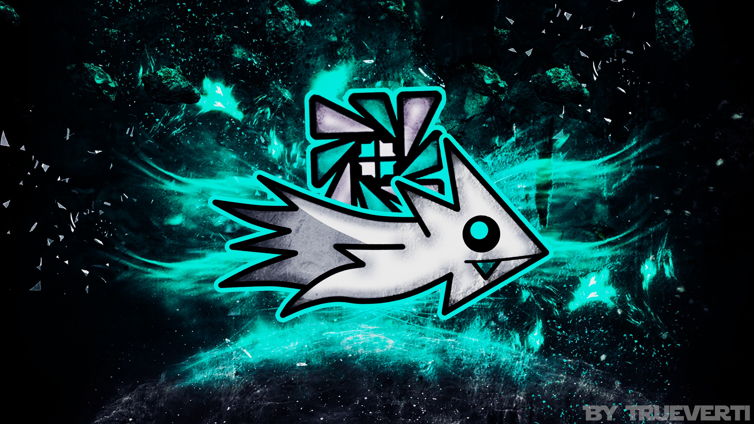 Gd Blue Geometry Dash Wallpaper: White/Blue - TrueVerTi by VerTiScrub on DeviantArt