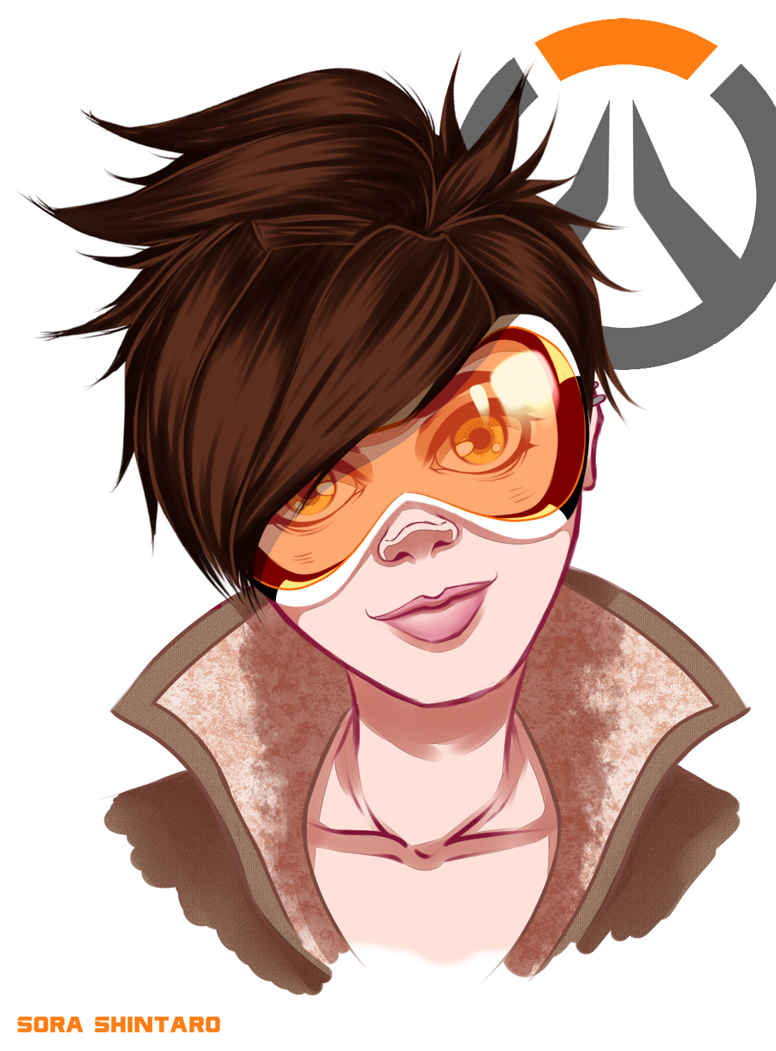 overwatch tracer, clean face, with a very beautiful