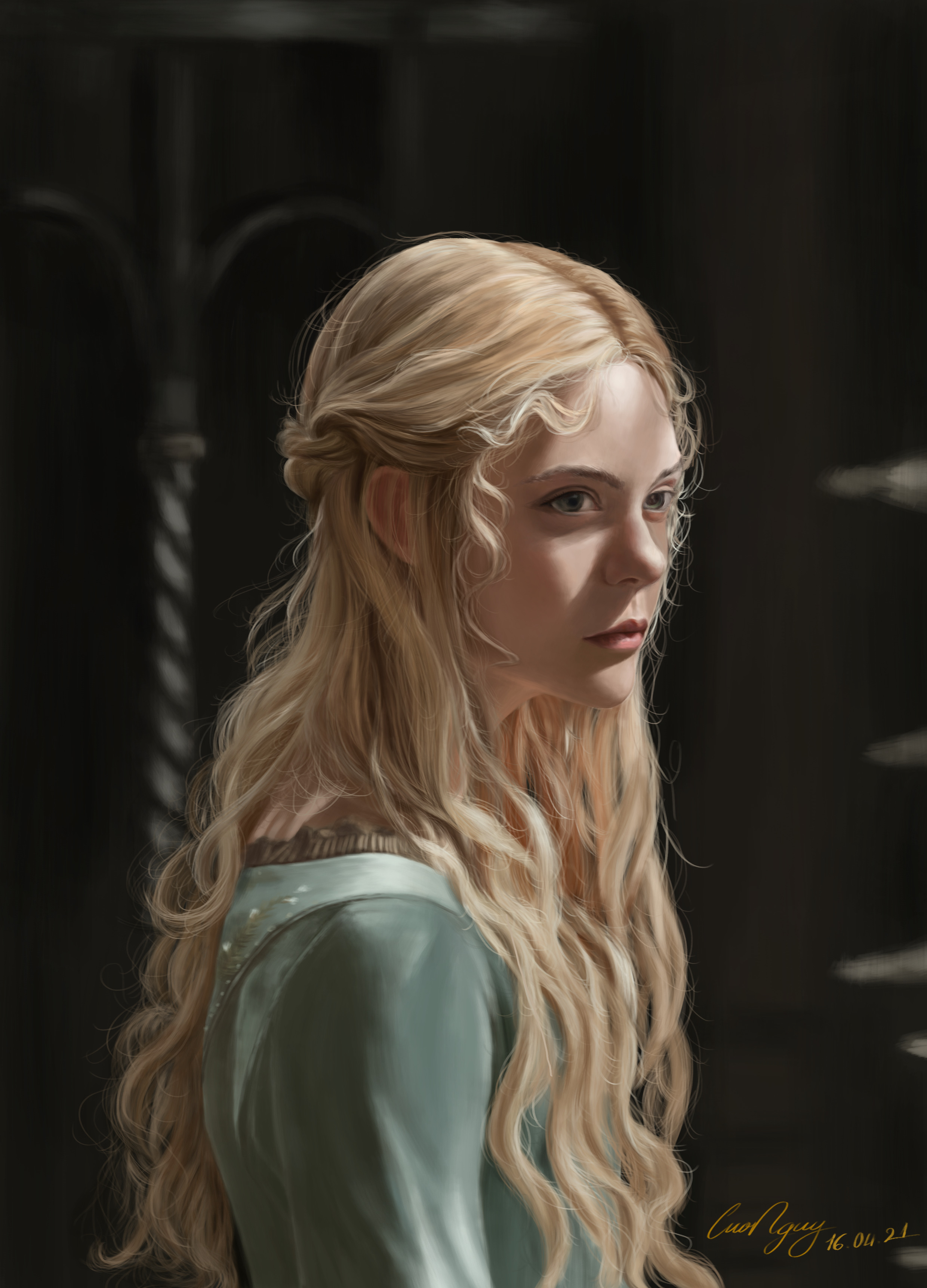 Drawing for Elle Fanning as Princess Aurora by CuoNguy on DeviantArt