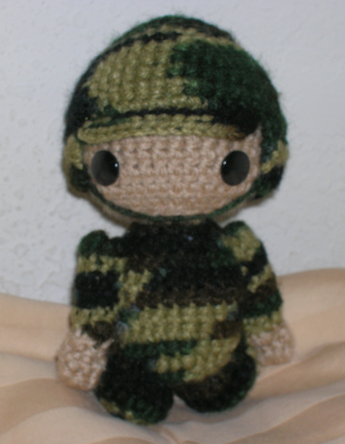 Knitted online army doll