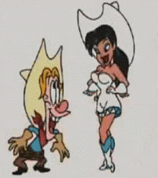 Tex Avery kissing Miss Chastity GIF