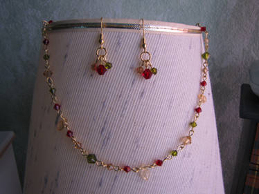 Fall Crystal Necklace and Earrings
