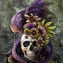 Dragon and flowery skull