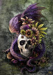 Dragon and flowery skull by Sunima