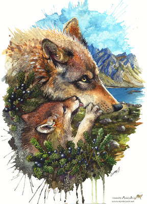 Wolf cub kiss