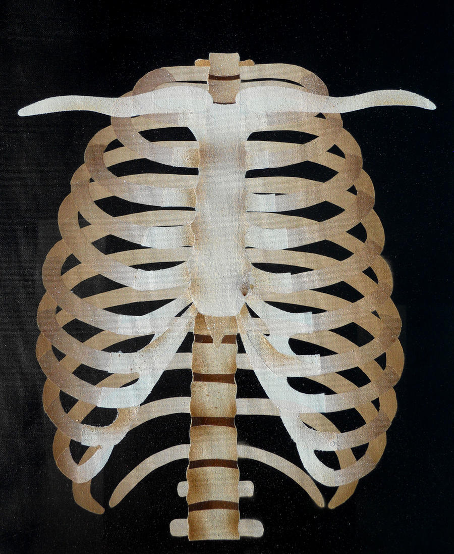 Rib Cage Stencil on Canvas1