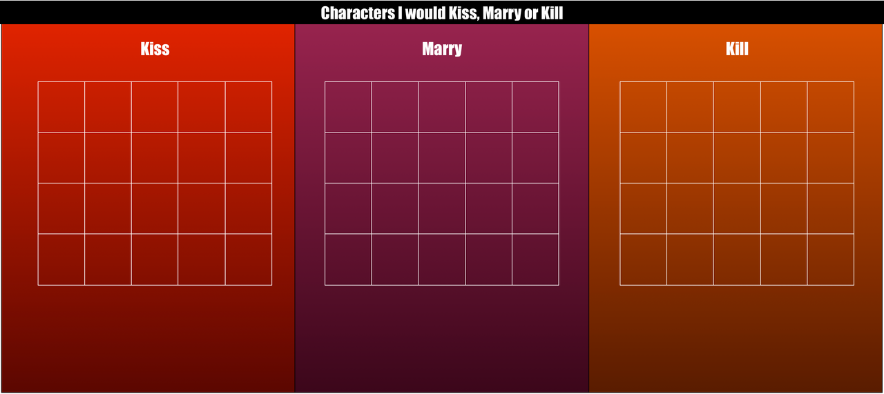 Characters I would Kiss, Marry or Kill