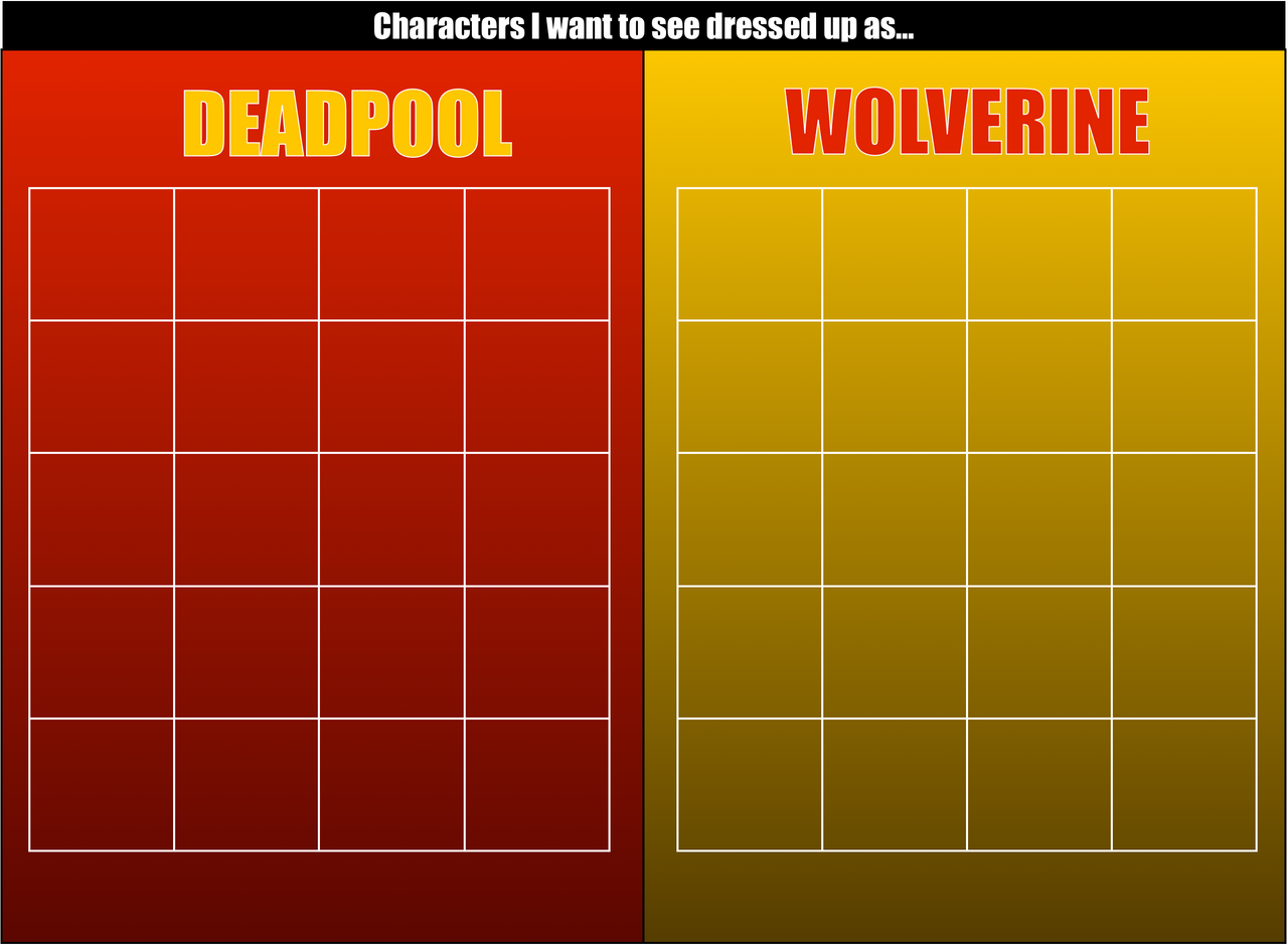 Characters I want to see dressed up as