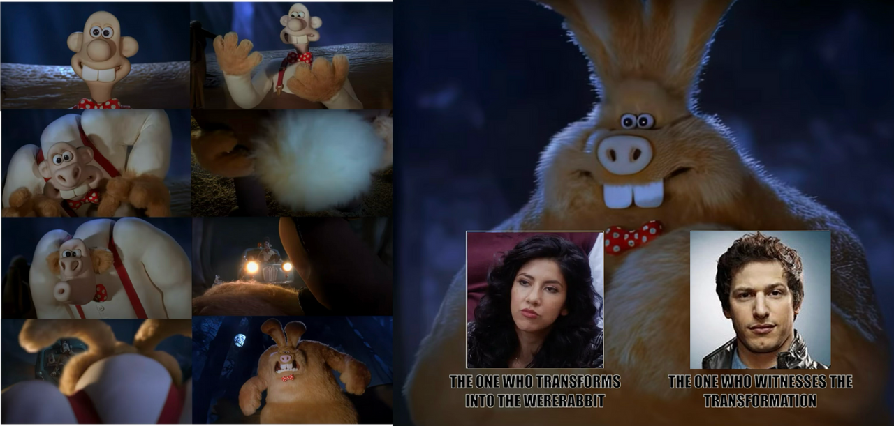 Rosa Diaz Wererabbit transformation cast meme
