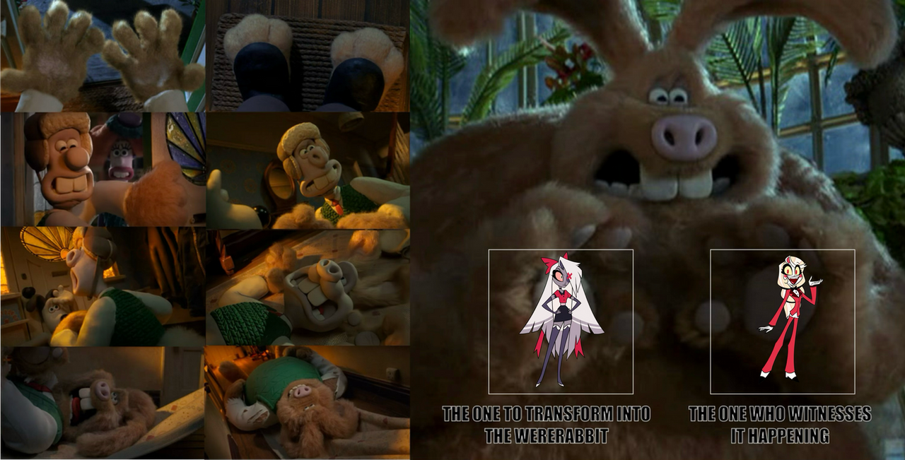 Vaggie Wererabbit transformation cast meme 2
