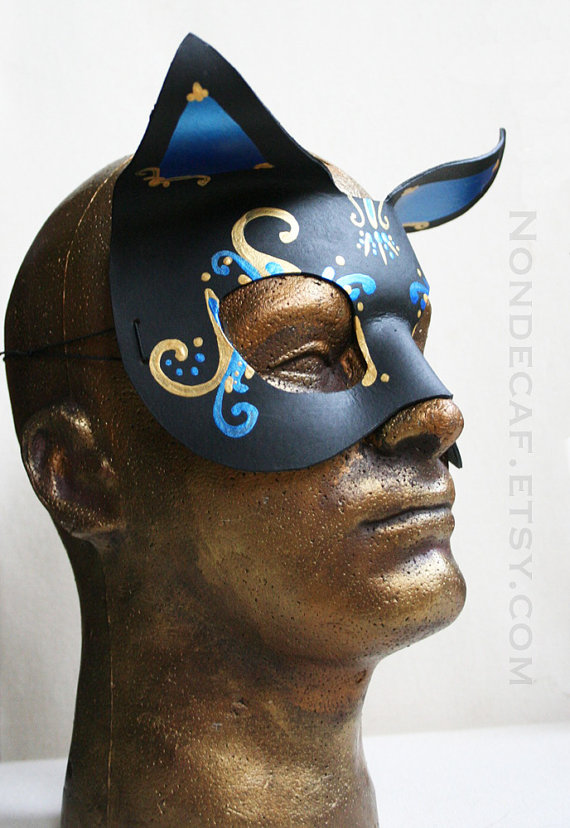 Fancy Cat Mask in Black - leather mask