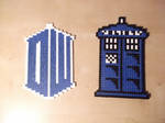 Dr. Who Tardis and Logo coasters by capricornc5