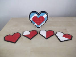 Legend of Zelda hearts' coasters and Heart Contain