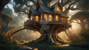 A magical treehouse nestled in magical marsh