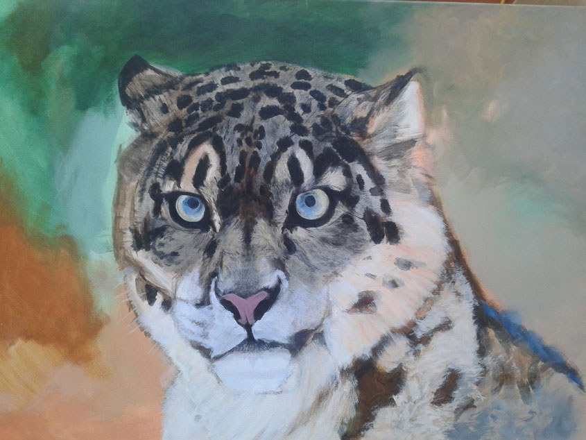 snow leopard painting wip