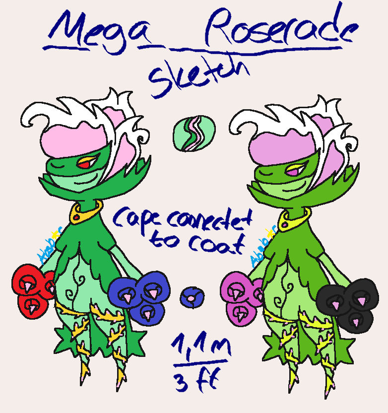 Mega Roserade sketch by AbsborTheCat on DeviantArt