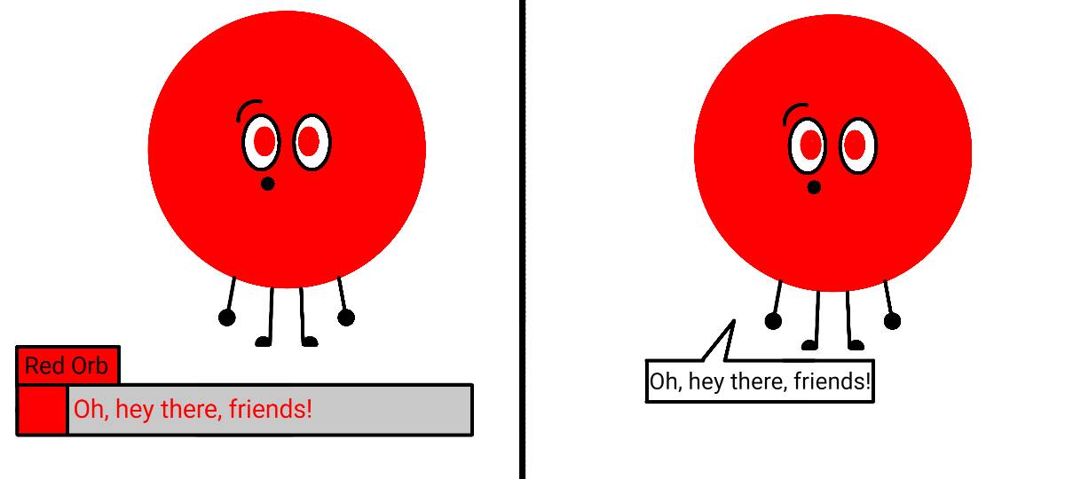 Comparison of dialogue boxes.