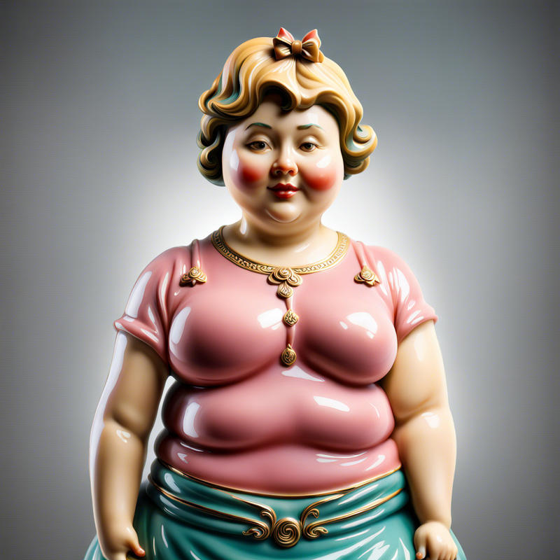 Porcelain figurine, overweight woman