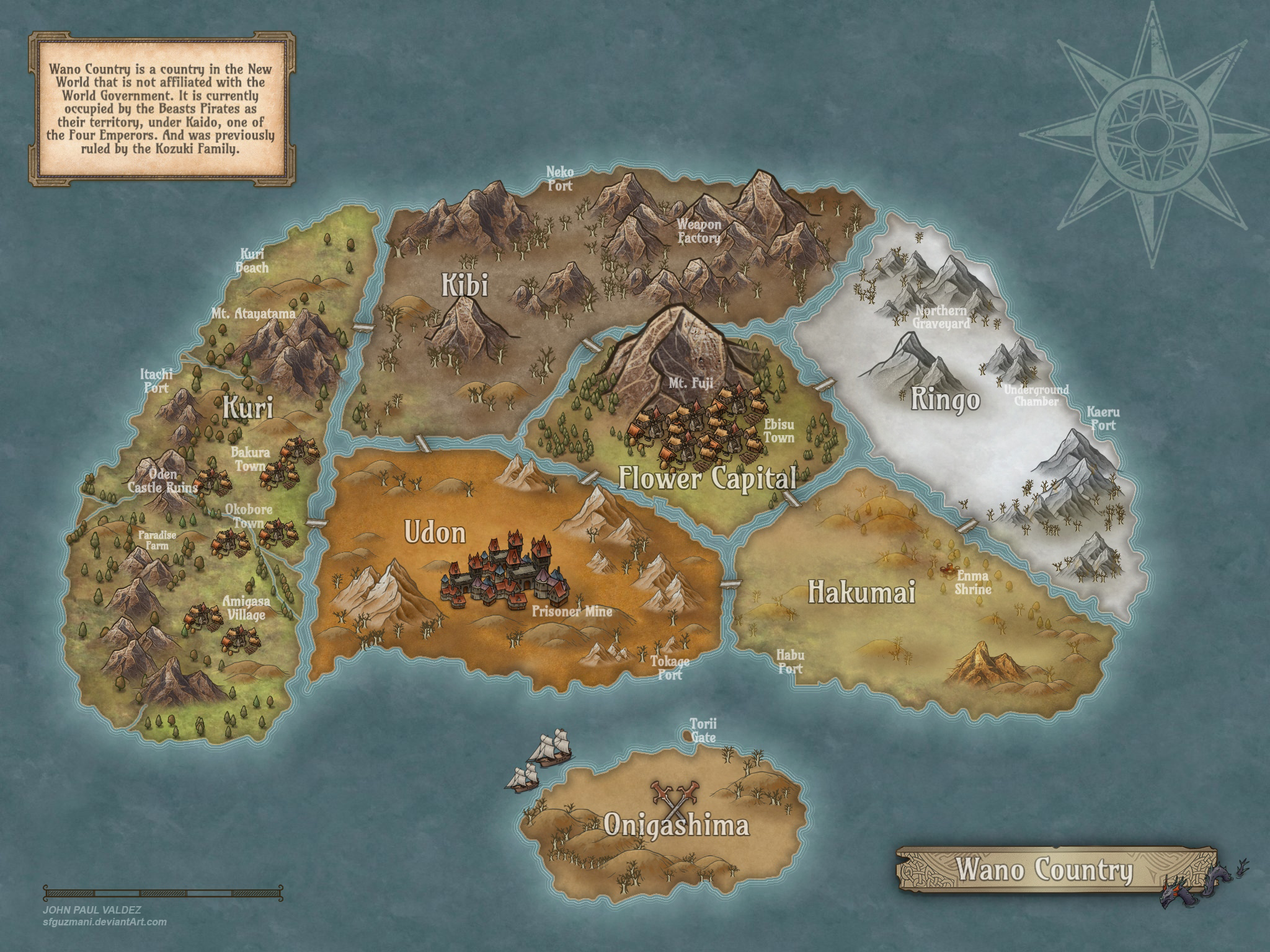 Wano Country Map One Piece By Sfguzmani On Deviantart