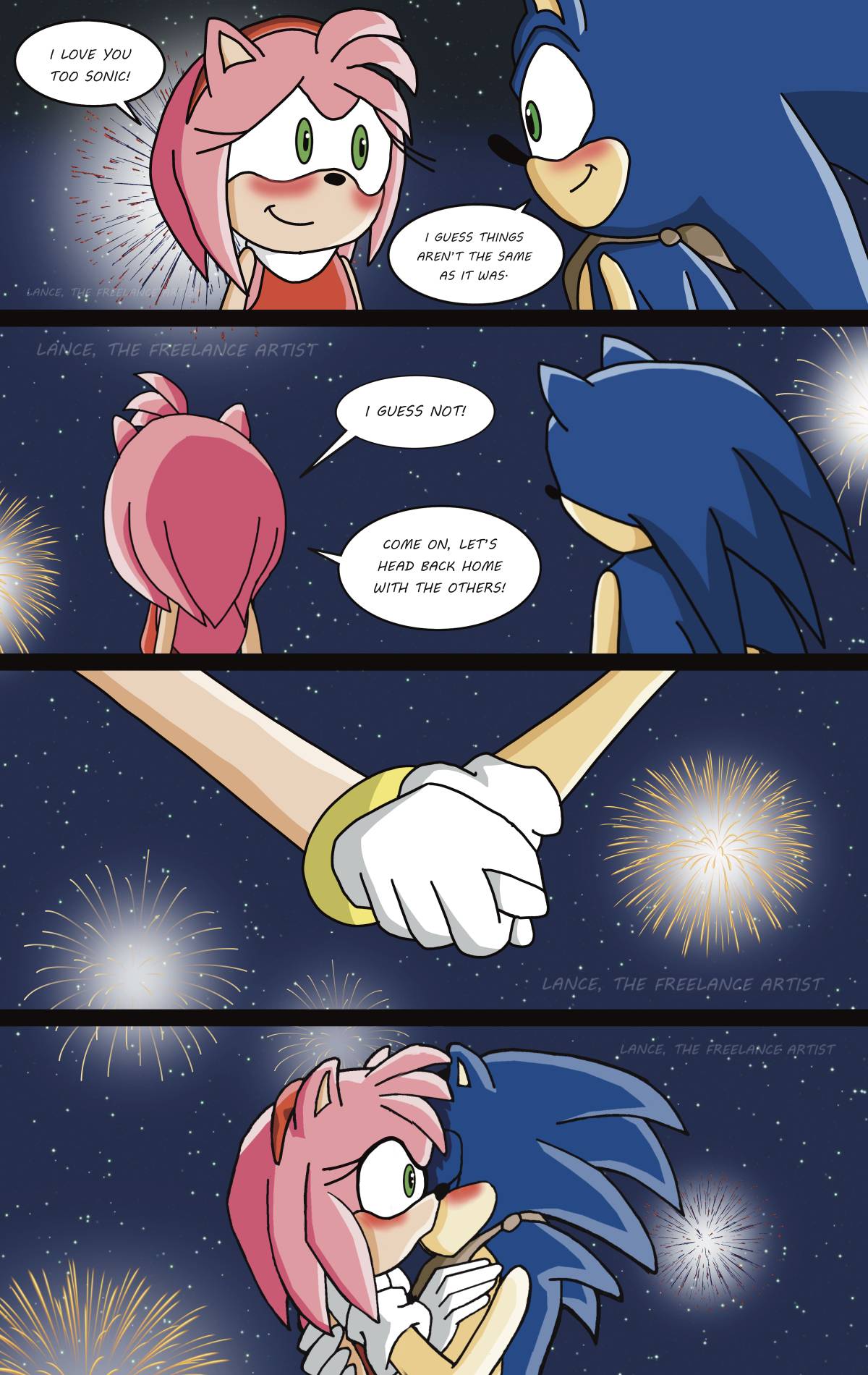 Sonic and Shadow Kiss Amy by LanceFreelanceArtist on DeviantArt