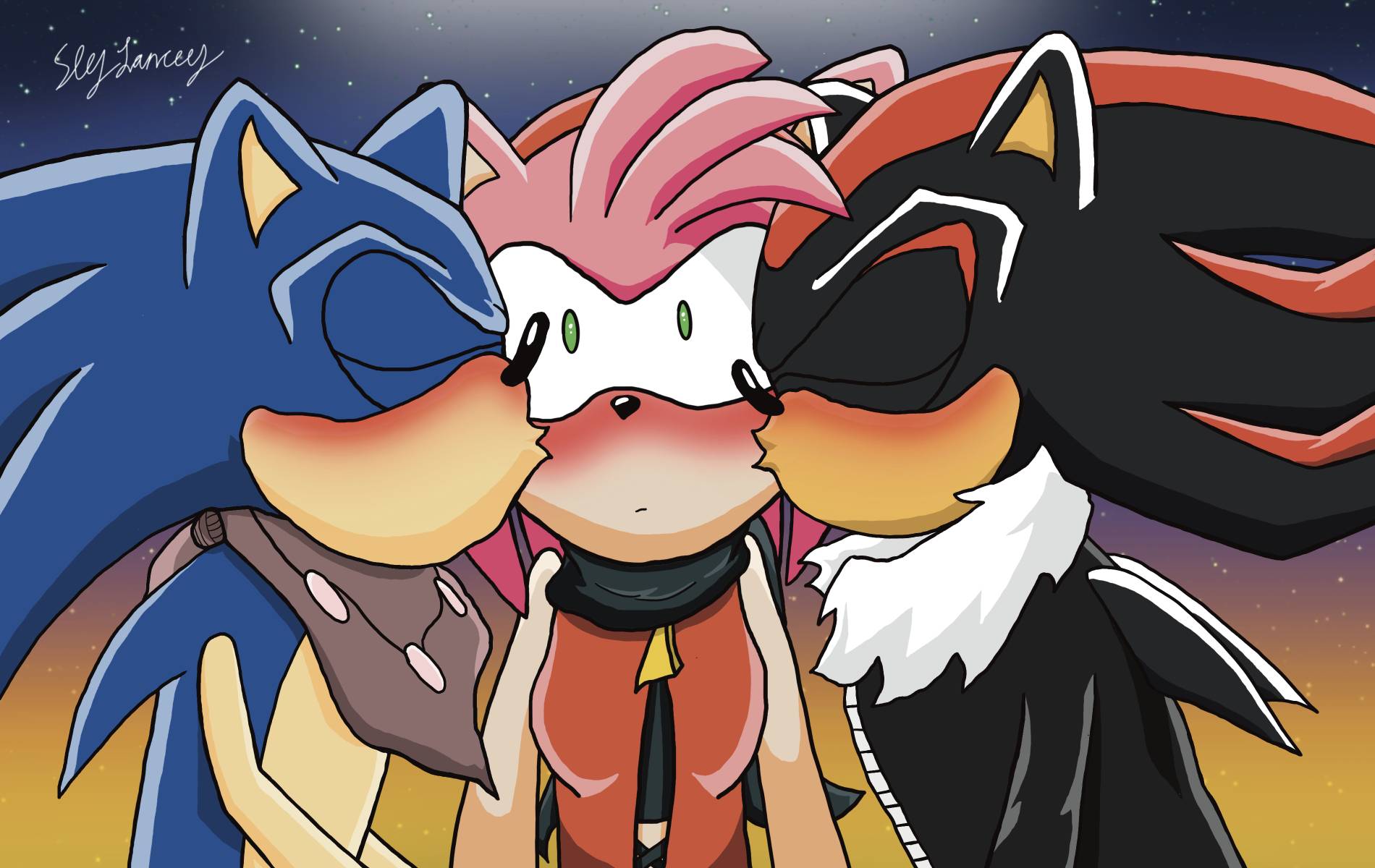 SONIC KISSING SHADOW!! - Sonic & Shadow Visit DEVIANTART!? 