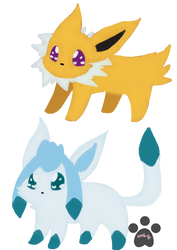 Chibi glaceon and jolteon