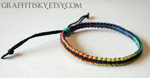 Bold Black Rainbow Hemp Bracelet