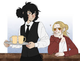 EraserMic (21) Coffee Shop AU