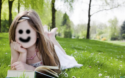 Happy Girl Reading Book