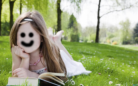 Happy Girl Reading Book