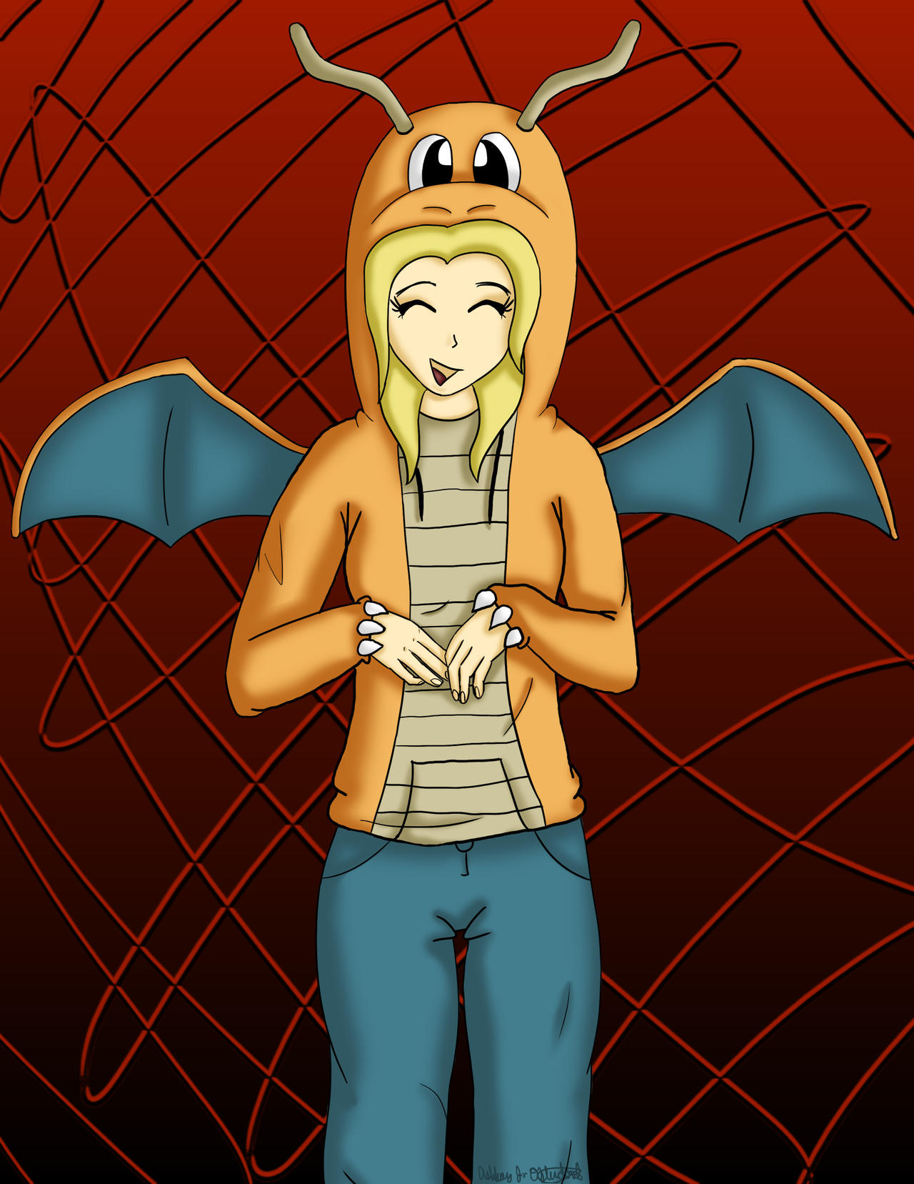 JocyHope in her Dragonite Hoodie by AJBurnsArt