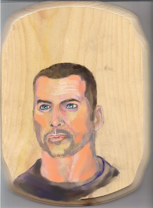 Shepard in pastel color pencils on wood