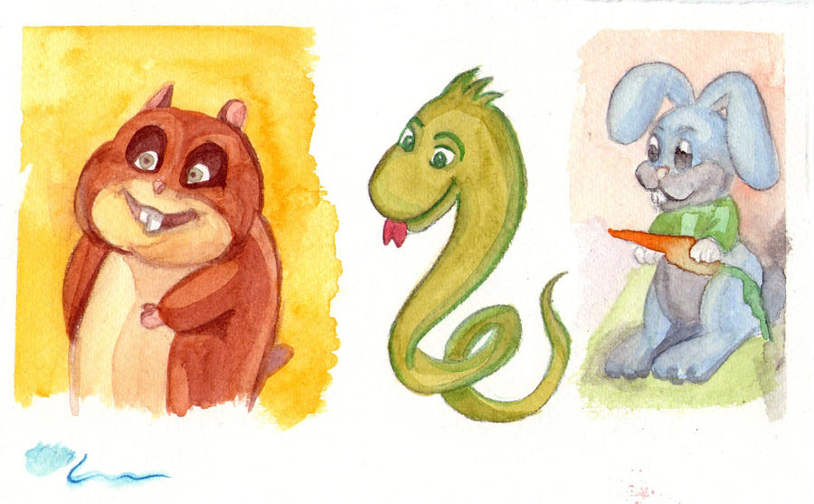 Rhino, little snake and bunny by MikiWeasleyCroft on DeviantArt