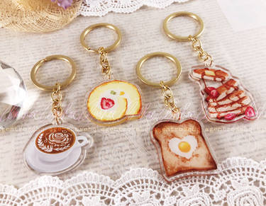 Food Charms: Latte, Cake Roll, Toast, Pancakes