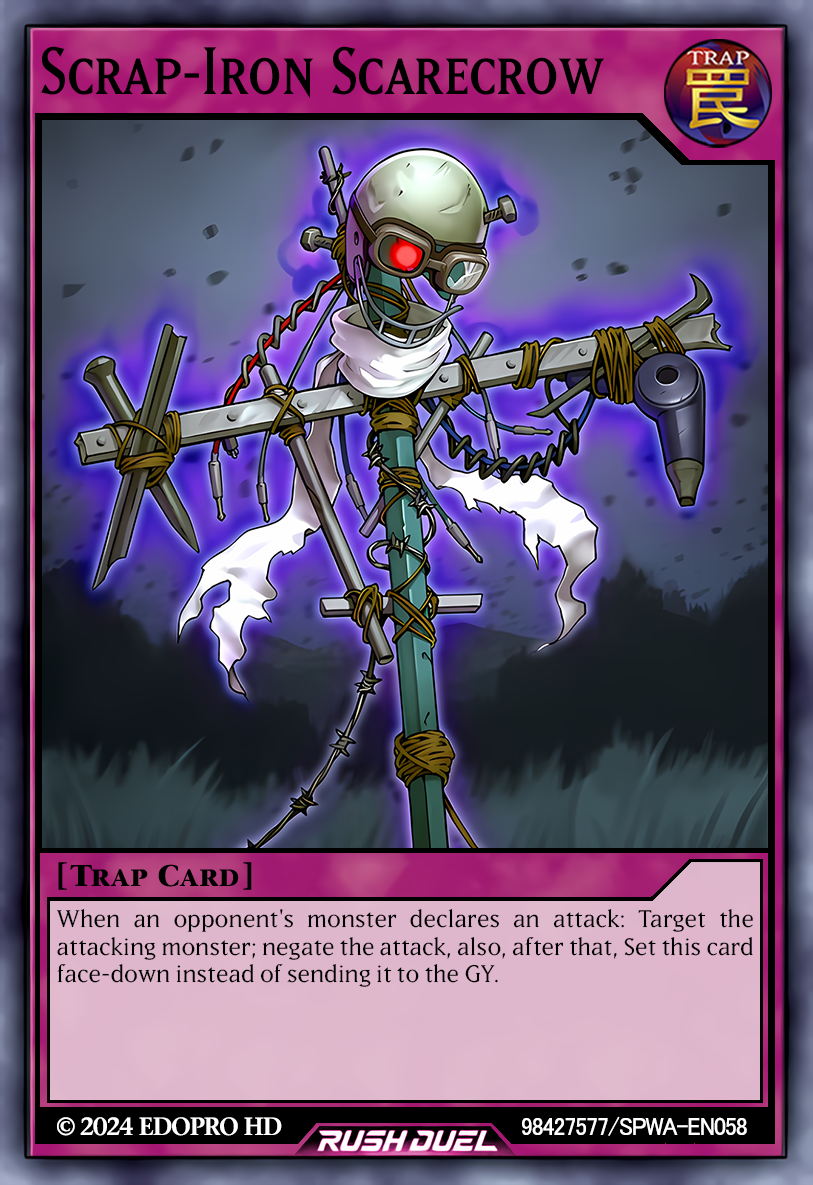 yugioh scarecrow trap card : 5DS2-EN038 1st Ed Scrap Iron Common Set this card face Silent Watch Scarecrow - Custom