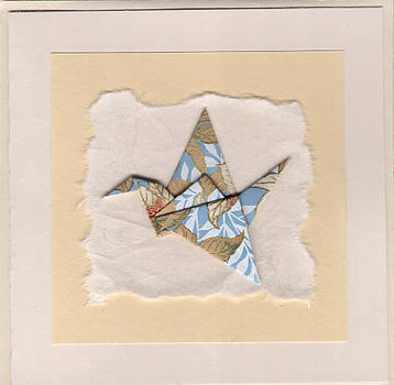 Origami Crane Blue gold