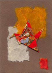 red flapping bird origami card