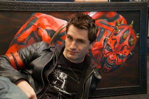 Sam Witwer with my painting of Darth Maul