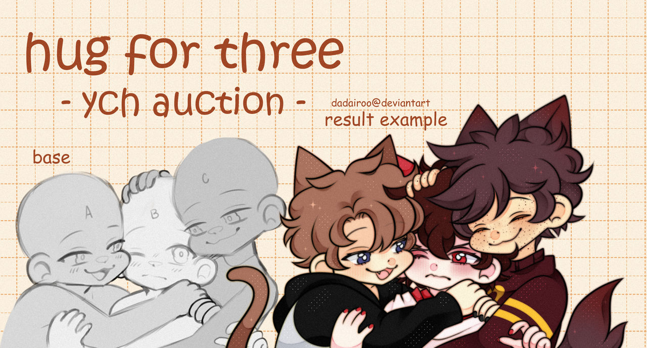 YCH AUCTION | Hug for three | CLOSED | by dadairoo on DeviantArt