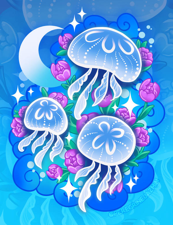 Moon Jellyfish by PeregrineJazmin on DeviantArt