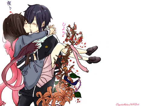 Noragami Iki Hiyori and Yato Couple Kissu Colored