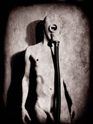 nude in a gasmask