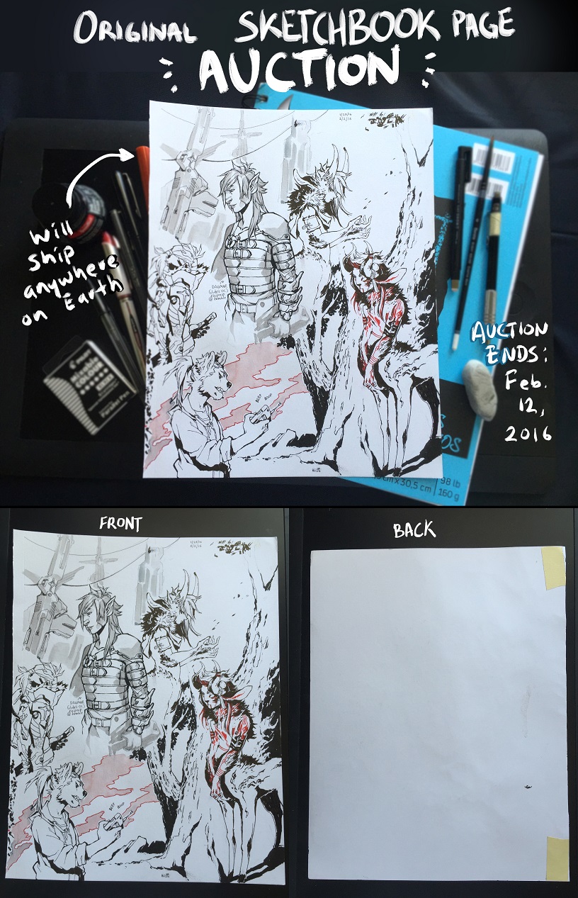 Original sketchbook page AUCTION