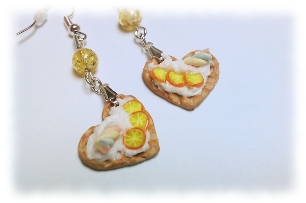 waffles fimo earrings