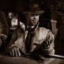 Unwinding at the Steampunk Lounge (Sepia)