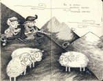 Bo's history: cheerful shepherd and sad lambs. by mirt