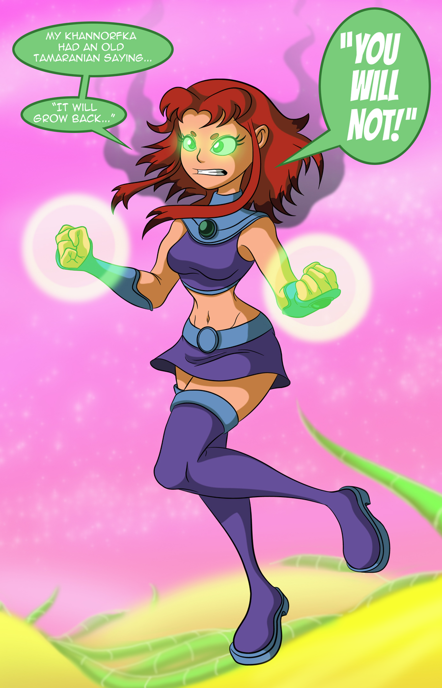 Starfire Doesn't Split Hairs