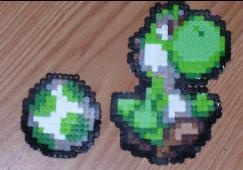 Yoshi and Egg Perler Thingie